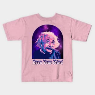 A. Einstein Portrait - Open Your Mind Kids T-Shirt